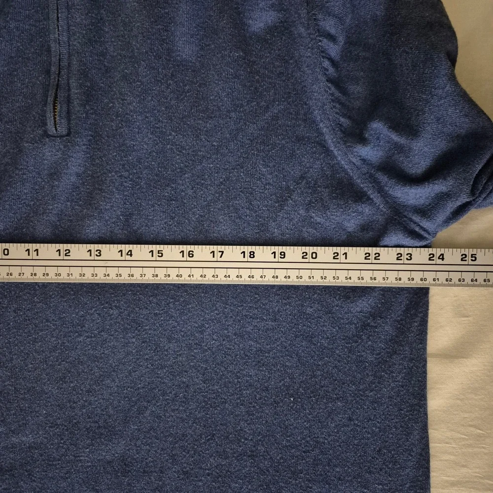 Charles Tyrwhitt Blue Cotton Cashmere Quarter Zip‎ Sweater Mens XL Preppy